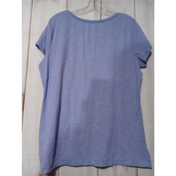 St. John's Bay Shirt Ladies Extra Large Blue Short Sleeve Funday - Picture 2 of 8